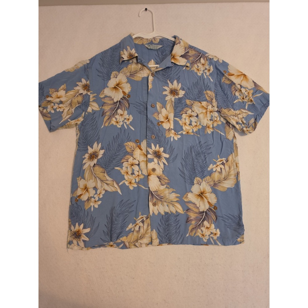 Vintage 90's Hawaiian Shirt Blue Floral Originals Surf Brand – Fits L (20" Pit)